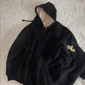 🖤 Women’s Black Hoodie and Pants Set Sherpa inside